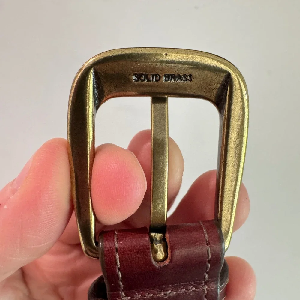Brighton Nautical Canvas Leather Belt Brass Marlin Tuna‎ Fish  Brown Tan 44
